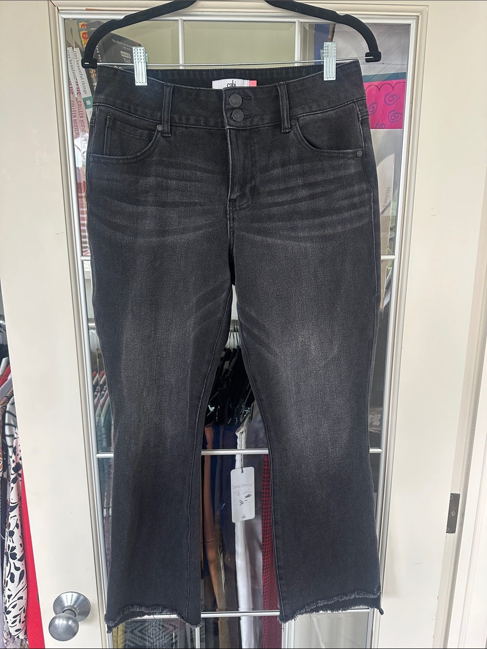 CAbi Black Washed Ankle Crop Jeans